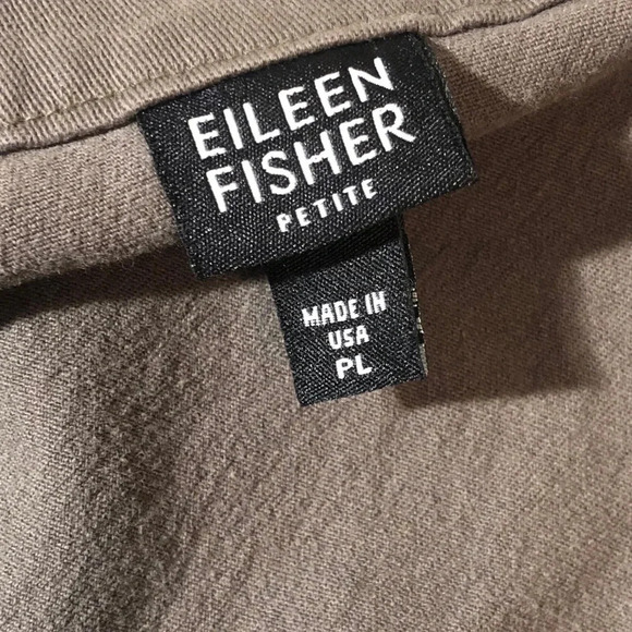 EILEEN FISHER Organic Cotton Mandarin Collar Olive Green Utility Shacket - Picture 9 of 10